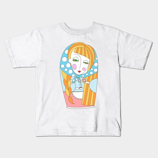 Matryoshka doll red Kids T-Shirt by Go go